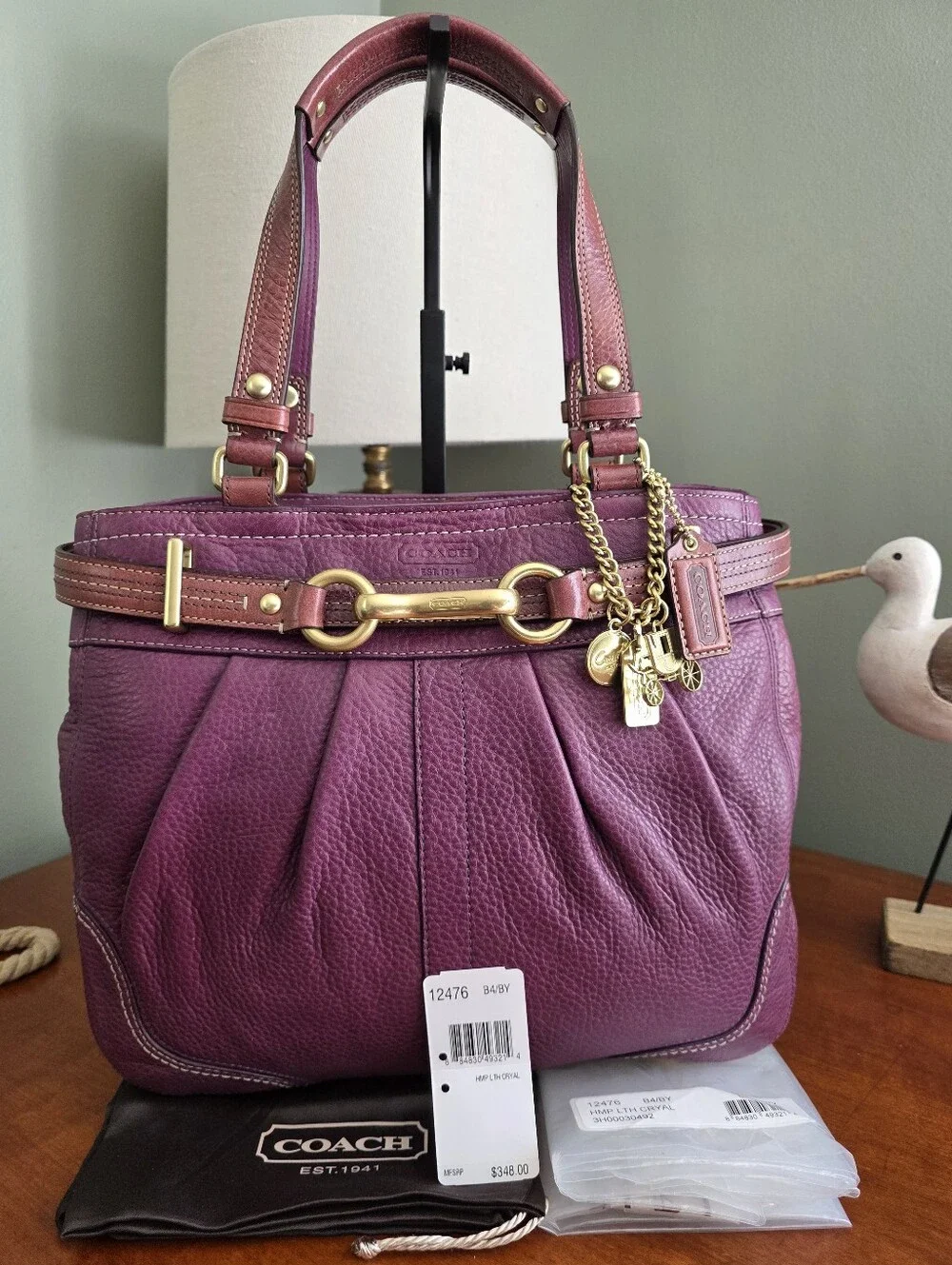 バッグ COACH Hamptons Leather Lavender Rare Coach | Bags | Coach 2476 Hampton Belted Carryall Purple Leather
